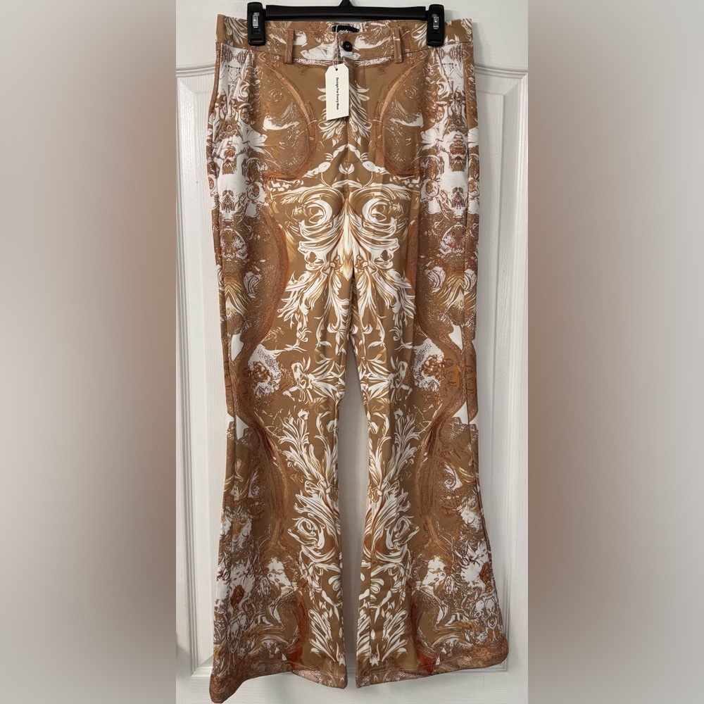 Ouku Men's Ethnic Intricate Disco Pants 60s 70s Bell Western
